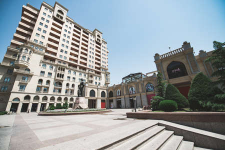 Baku, Azerbaijan - April 29, 2020: Nizami street in the center of Baku, Azerbaijan. Large pedestrian and shopping street.のeditorial素材
