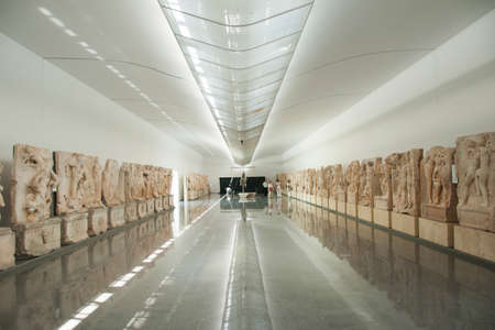 Aphrodisias museum, Big saloon of Sebasteion reliefsのeditorial素材
