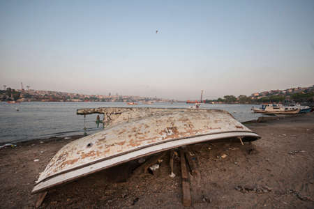 capsized boat in saladの写真素材