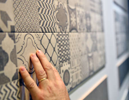 Customers viewing new bathroom and kitchen products at ceramic fair in istanbul exhibition center in istanbulのeditorial素材