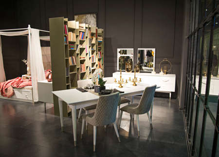 Bedroom and living room furniture at istanbul furniture fair in istanbul, Turkey