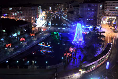 Eskisehir city view from top at nightのeditorial素材