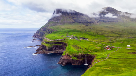 Panoramic view of the Faroe Islands, autonomous region of the Kingdom of Denmarkのeditorial素材