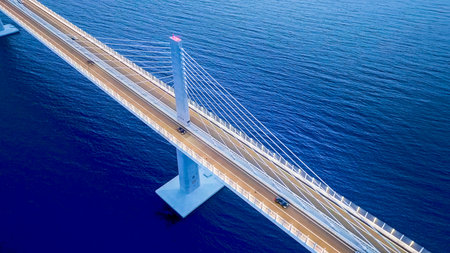 Cable-stayed bridge over the Adriatic Sea in Croatiaのeditorial素材
