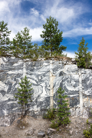 Slice of marble rocks. Marble quarry. Ruskeala, Republic of Karelia. Russiaの写真素材