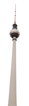 The famous Berlin television tower, located in Alexanderplatz, isolated on white background 