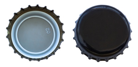 Two angles of black colored metal cap, used for glass soda bottles.
Isolated on white background.の写真素材