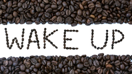 Top and bottom borders constructed of coffee beans. Isolated on white background.の写真素材