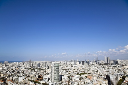 A view to the north-west showing the cityscape of Tel-Aviv, the largest metropolis in Israel.の写真素材