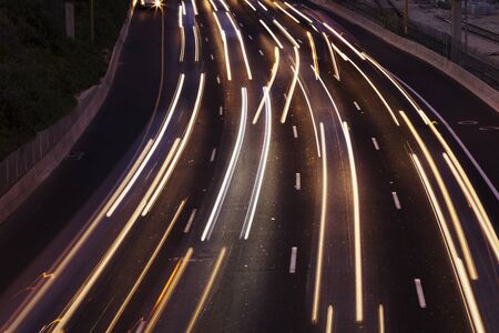 Trails of light is all that remains from the swift highway traffic.