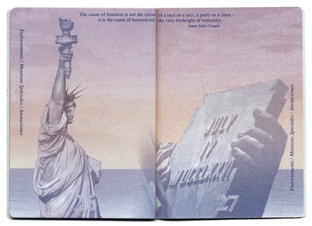 Tel-Aviv, Israel - December 23rd, 2010: Pages 26 and 27 of the new USA passport, still blank with...