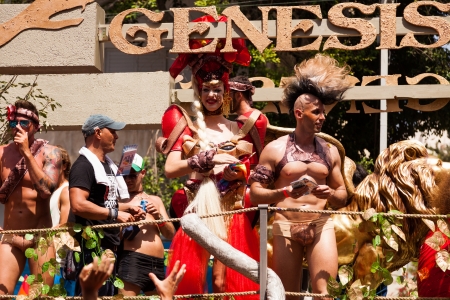 Tel-Aviv, Israel - June 7, 2013: People partying at the annual gay parade in the streets of Tel-Aviv.のeditorial素材