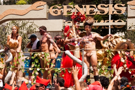 Tel-Aviv, Israel - June 7, 2013: People partying at the annual gay parade in the streets of Tel-Aviv.のeditorial素材