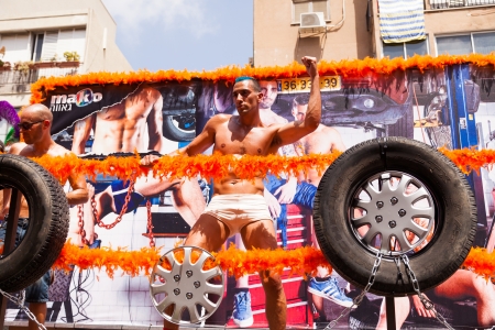 Tel-Aviv, Israel - June 7, 2013: People partying at the annual gay parade in the streets of Tel-Aviv.のeditorial素材