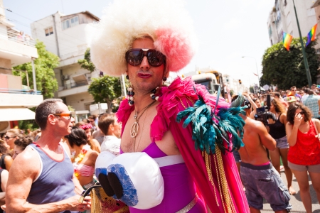Tel-Aviv, Israel - June 7, 2013: People partying at the annual gay parade in the streets of Tel-Aviv.のeditorial素材