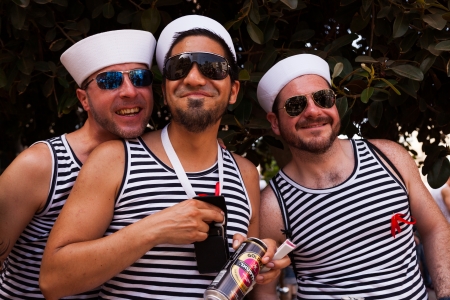 Tel-Aviv, Israel - June 7, 2013: People partying at the annual gay parade in the streets of Tel-Aviv.のeditorial素材