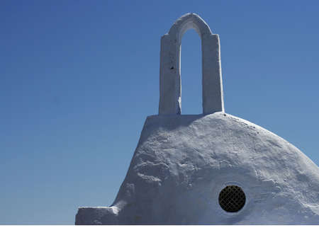 Archway on top of a building in a Greek villageの写真素材