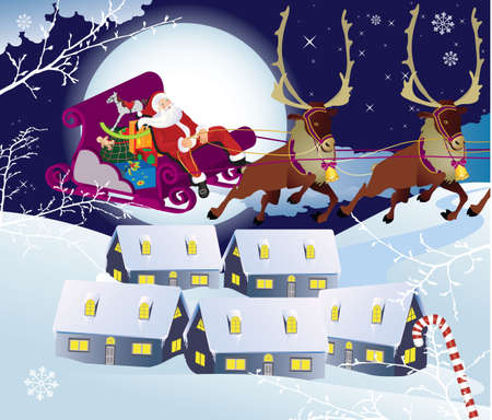 Santa Claus and sledge with presents.  illustration

のイラスト素材