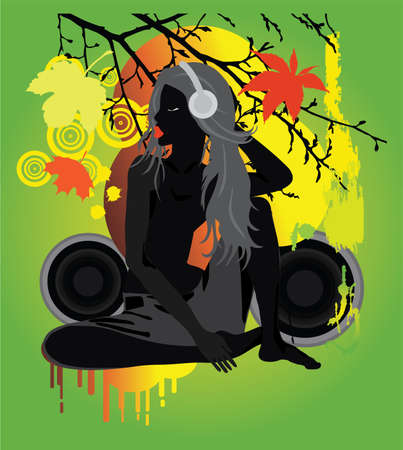 girl with headphonesのイラスト素材