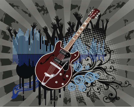 Abstract floral grunge guitar,backgroundのイラスト素材