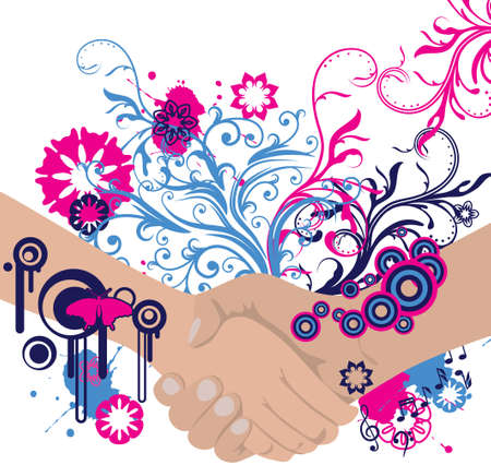 abstract floral handshake with place for your textのイラスト素材