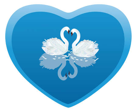 Swan Heart,two swans in shape of heart valentine's day cardのイラスト素材