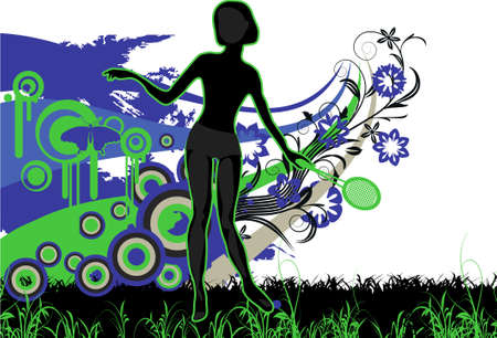 Grunge floral tennis player with space for text のイラスト素材