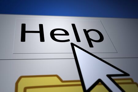 Cursor pointing help button in computer software.の写真素材