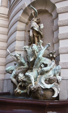Michaelerplatz Fountain in Hofburg palace in Vienna, Austria.のeditorial素材