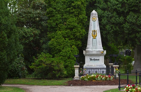 The tomb of Ludwig van Beethoven. Central cemetery, Vienna.の写真素材