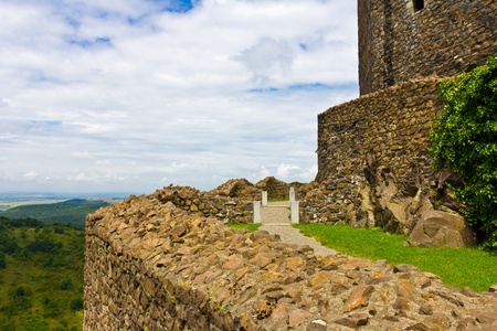 Internal yard of the Holloko castle in Hungary.のeditorial素材