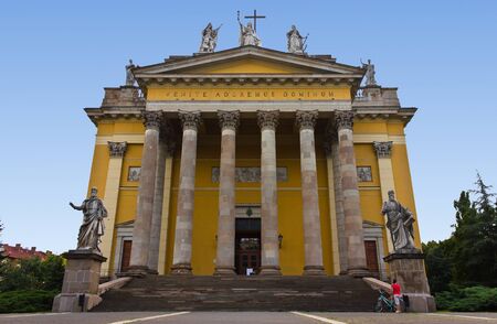Cathedral of Eger in Hungary, with saints statues.の写真素材