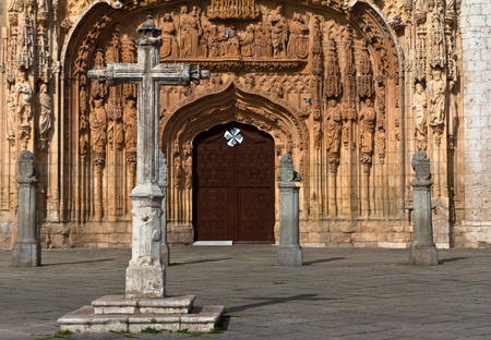 Stone Cross at Saint Paul Church in Valladolid, Spain.の写真素材