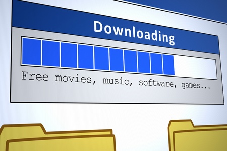 Computer generated image of a downloading window. Concept for internet piracy.