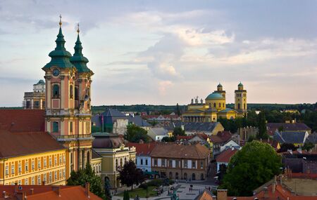 The medieval town of Eger taken from the ramparts of the Eger fort.の写真素材