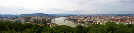 Full panoramic of Budapest from the Buda  west  side of the city の写真素材