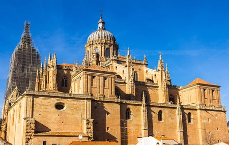 Rear view of the Salamanca Cathedral, made of sandstone.の写真素材