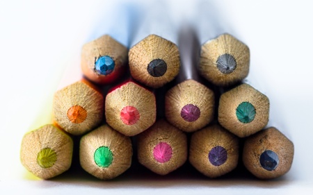 Front view of a stack of pencils, shallow depth of field 