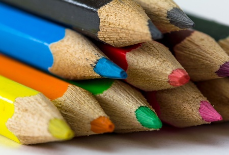 Close up of a group of pencils point 