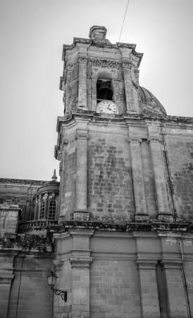 Tower of the church dedicated to St Nicholas of Bari in Siggiewi, Malta の写真素材