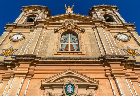 Low angle view of St Catherine church in Zurrieq, Malta の写真素材