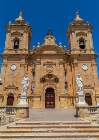 Xaghra parish church dedicated to Our Lady of Victories in Gozo, Malta の写真素材