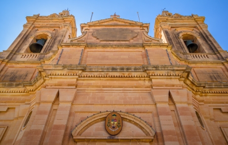 Low angle view of the church of Ghasri in Gozo, Malta の写真素材