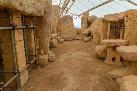 Stones of Hagar Qim temple in Malta, one of the oldest on earth の写真素材