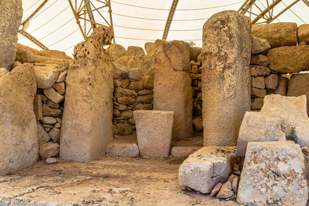 Remainings of the Hagar Qim temple in Malta の写真素材