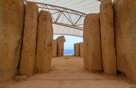 View to the ocean from Mnajdra temple in the Malta の写真素材