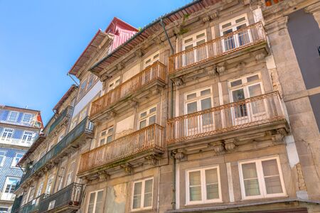 Old facade building in downtown Porto.の写真素材