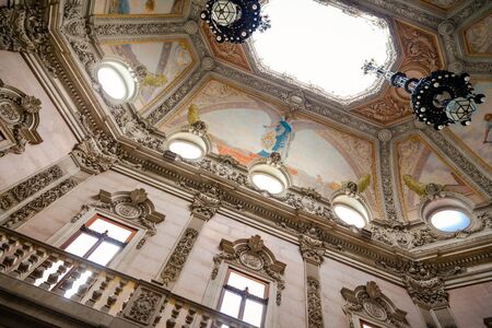 Detail of the roof of the stock exchange palace in Porto.のeditorial素材