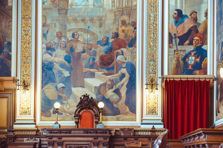 Detail of a room of the stock exchange palace in Porto.