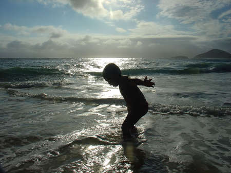 Kid in the beachの写真素材